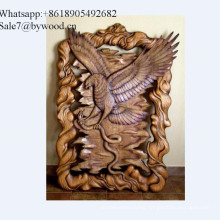 Home decoration  handmade wall hanging carved eagle   wood wall paneling in Russian market